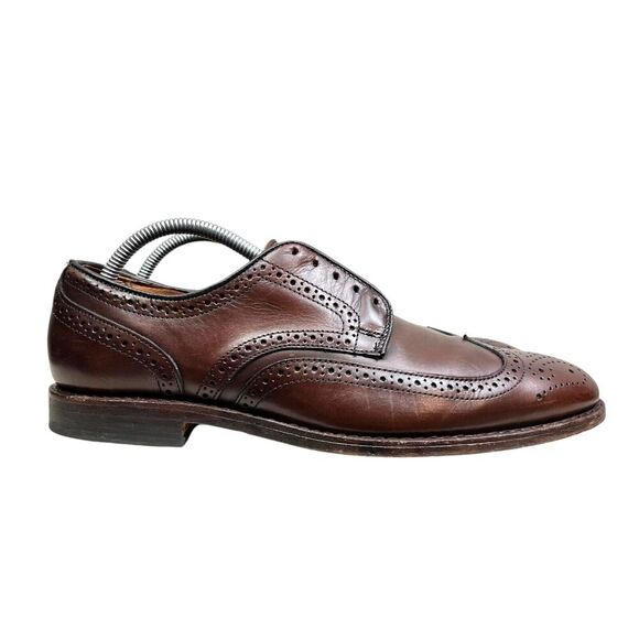 Allen Edmonds Mens Oxfords Madison Park Brown Leather Brogue‎ Wingtip Size 9D - Picture 1 of 7